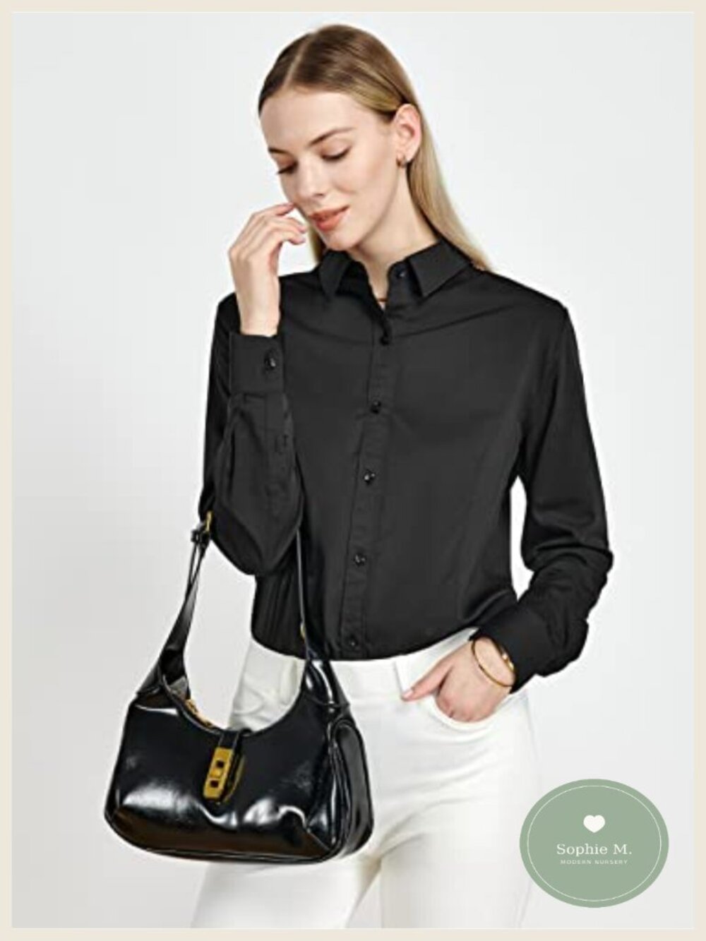 Womens Long Sleeve Button Down Bodysuit Blouse Office Work Shirt One-Piece - Picture 3 of 6